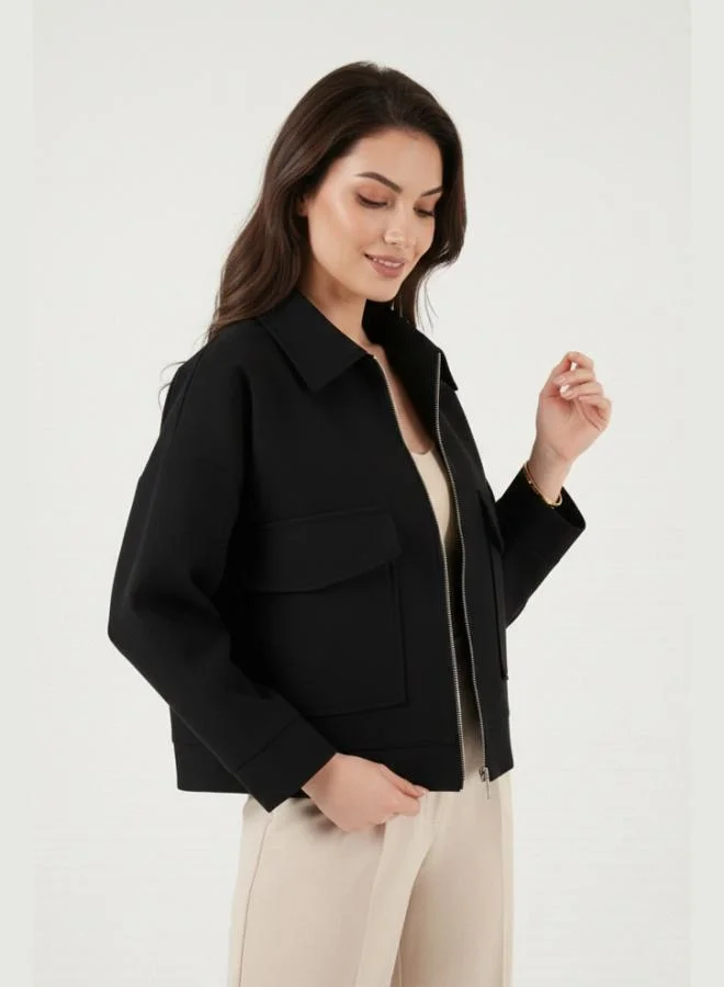 ليلا جاكيت ليلا نسائي بياقة كلاسيكية وجيوب مبطن مقاس عادي